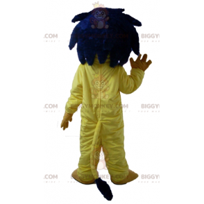 Traje de mascote BIGGYMONKEY™ Leão amarelo com juba azul –
