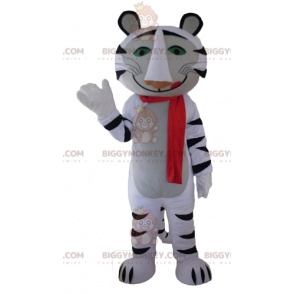 BIGGYMONKEY™ Mascottekostuum Witte en Zwarte Tijger met Rode