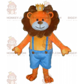 BIGGYMONKEY™ Maskottchen-Kostüm mit Krone in Orange und Braun -