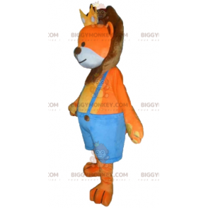 Orange and Brown Lion BIGGYMONKEY™ Mascot Costume with Crown -