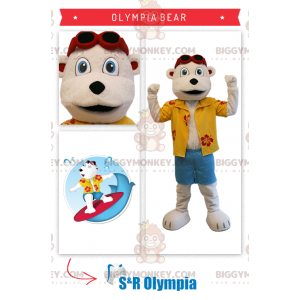 Traje de mascote BIGGYMONKEY™ Teddy bege com roupa de férias –