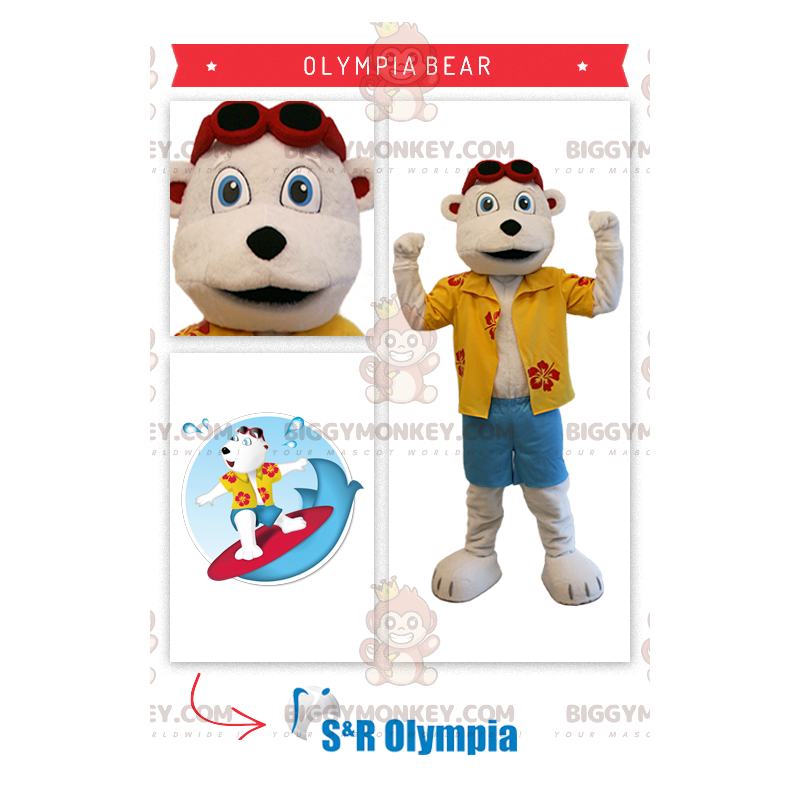 BIGGYMONKEY™ Maskot kostým Béžový Teddy v prázdninovém oblečení