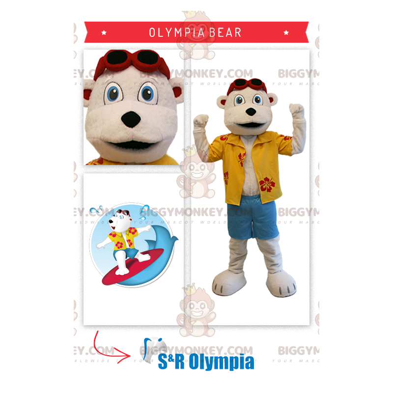 BIGGYMONKEY™ maskottiasu beige nalle lomaasussa - BIGGYMONKEY™ maskottiasu beige nalle lomaasussa -