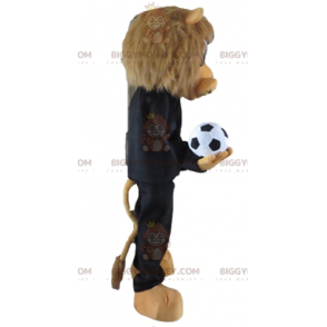 BIGGYMONKEY™ Mascottekostuum Bruine leeuw in zwart Sportkleding