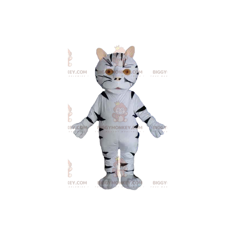 Traje de mascote gigante de gato tigre branco e preto Traje de mascote gigante de gato tigre branco e preto