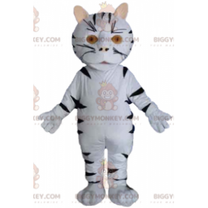Traje de mascote gigante de gato tigre branco e preto