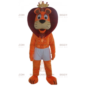 BIGGYMONKEY™ Mascot Costume Orange & Red Lion In Shorts With