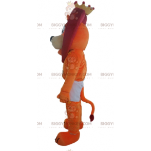 Disfraz de mascota BIGGYMONKEY™ León naranja y rojo con pantalones cortos y corona - Mascotas de león - BiggyMonkey.com