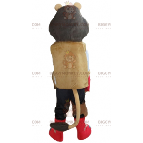 BIGGYMONKEY™ Mascot Costume Tricolor Lion In Biker Explorer