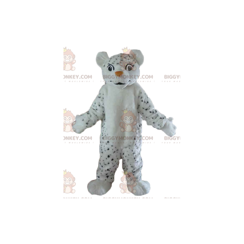 Kostium maskotki BIGGYMONKEY™ w czarny cętkowany futrzany biały Kostium maskotki BIGGYMONKEY™ w czarny cętkowany futrzany biały