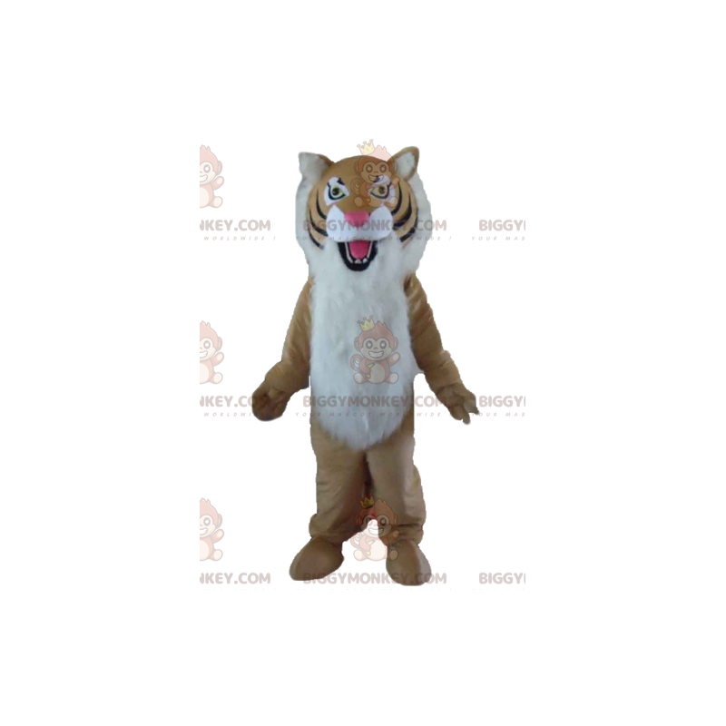 Hairy Brown White Black Tiger BIGGYMONKEY™ Mascot Costume - Hairy Brown White Black Tiger BIGGYMONKEY™ Mascot Costume -