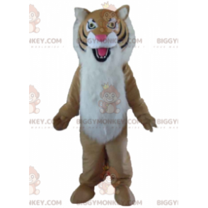 BIGGYMONKEY™ Maskottchen-Kostüm Braun Weiß Schwarzer Tiger
