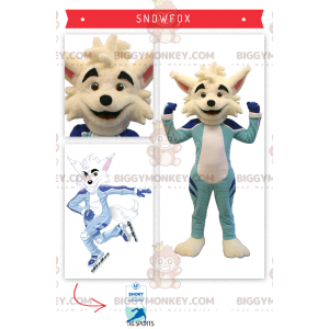 BIGGYMONKEY™ Maskottchen-Kostüm Beige Fuchs im Skater-Outfit -