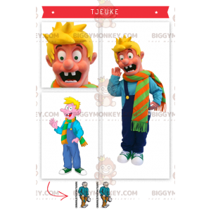 BIGGYMONKEY™ Disfraz de mascota Tjeuke de niño rubio Personaje
