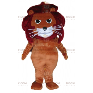 BIGGYMONKEY™ Brown Red and White Feline Lion Mascot Costume -