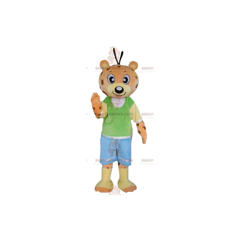 Orange och gul Tiger Teddy BIGGYMONKEY™ maskotdräkt i färgglad Orange och gul Tiger Teddy BIGGYMONKEY™ maskotdräkt i färgglad