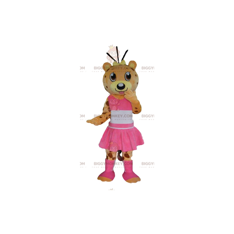 Orange och gul Tiger Teddy BIGGYMONKEY™ maskotdräkt klädd i Orange och gul Tiger Teddy BIGGYMONKEY™ maskotdräkt klädd i