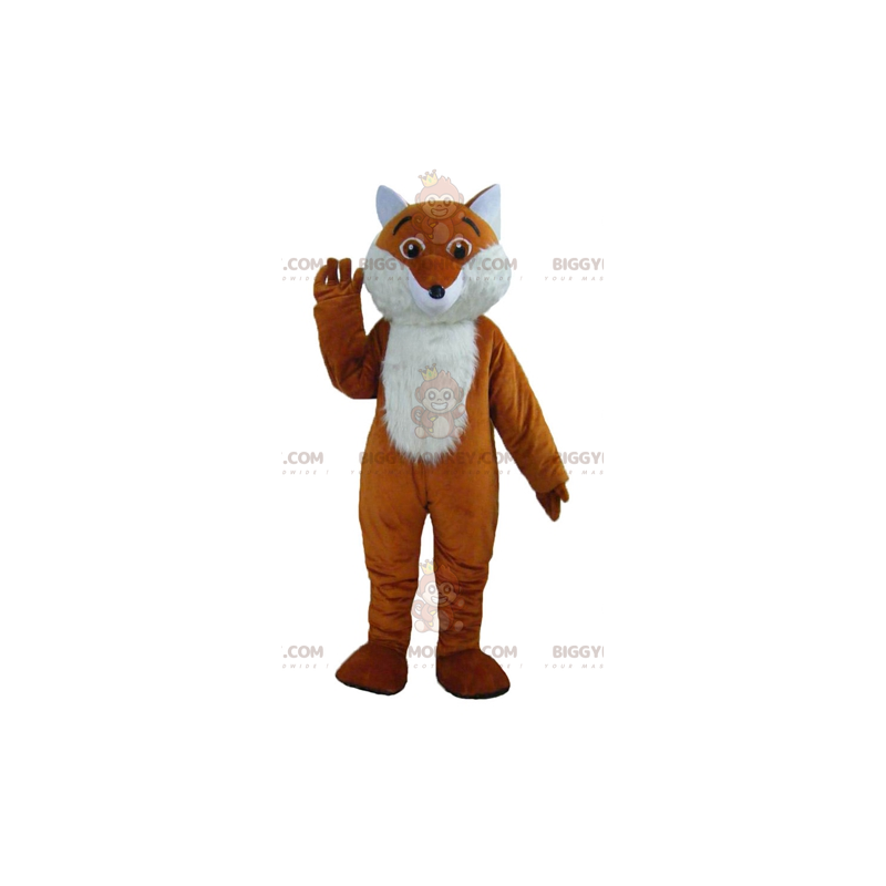 Costume de mascotte BIGGYMONKEY™ de renard orange et blanc Costume de mascotte BIGGYMONKEY™ de renard orange et blanc