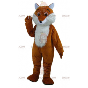 Bonito disfraz de mascota de zorro blanco y naranja peludo