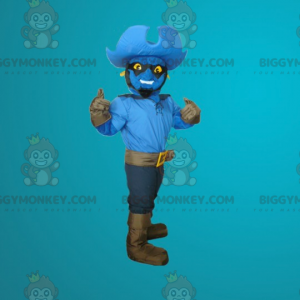 BIGGYMONKEY™ Maskottchenkostüm Blauer Mann als Cowboy verkleidet
