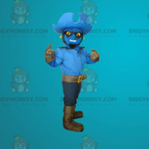 BIGGYMONKEY™ Maskottchenkostüm Blauer Mann als Cowboy