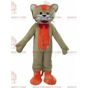 BIGGYMONKEY™ Big Cat maskotkostume Farverigt orange og hvidt