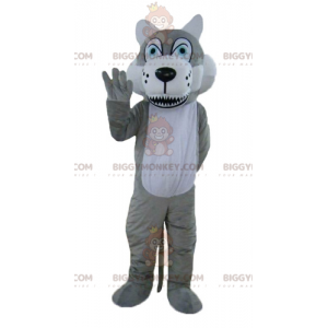Blue Eyes Gray and White Wolf Mascot Costume BIGGYMONKEY™ –