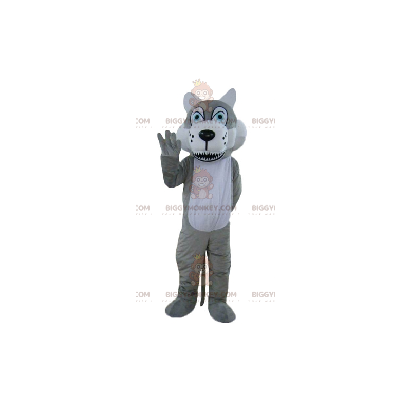 Blue Eyes Gray and White Wolf Mascot Costume BIGGYMONKEY™ - Blue Eyes Gray and White Wolf Mascot Costume BIGGYMONKEY™ -