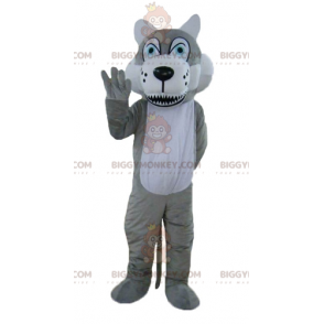 Blue Eyes Gray and White Wolf Mascot Costume BIGGYMONKEY™ –