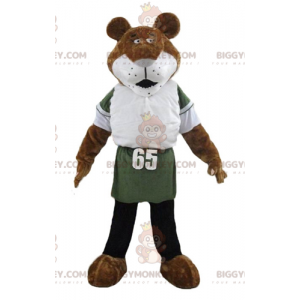 BIGGYMONKEY™ Brun och vit tigerkattmaskotdräkt i sportkläder -