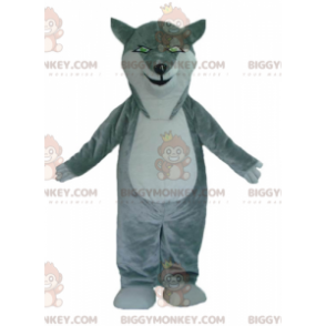 BIGGYMONKEY™ maskottiasu harmaa ja valkoinen susi vihreillä silmillä - Susi-maskotit - BIGGYMONKEY_02942 - BiggyMonkey.com