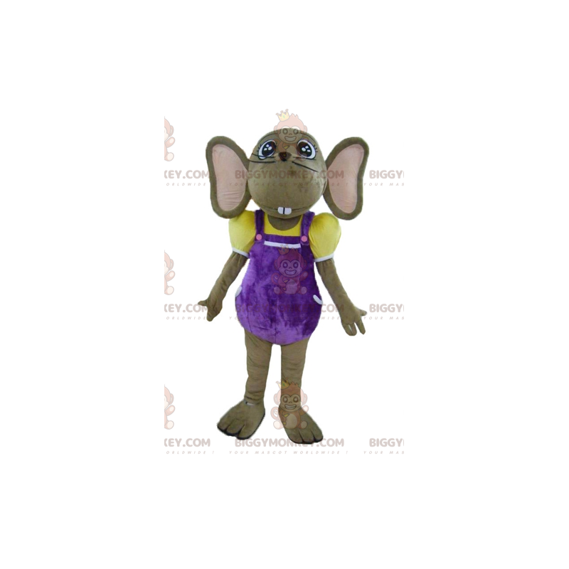 Bruin en roze muis BIGGYMONKEY™ mascottekostuum in kleurrijke outfit - Muis mascotte - BIGGYMONKEY_02943 - BiggyMonkey.com