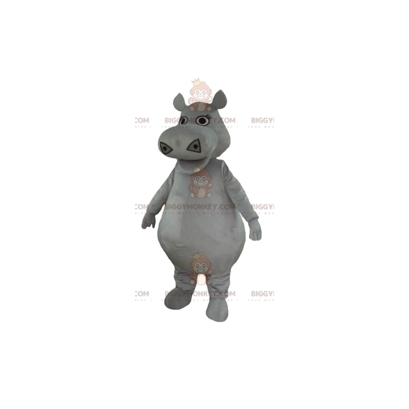 Cute Fat Plump Gray Hippo Mascot Costume BIGGYMONKEY™ -