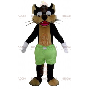 BIGGYMONKEY™ Black Wolf and Brown Cat Mascot Costume with Green