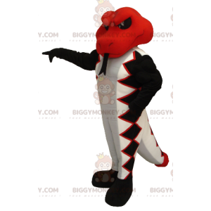 BIGGYMONKEY™ mascottekostuum rood-wit en zwart-slang -