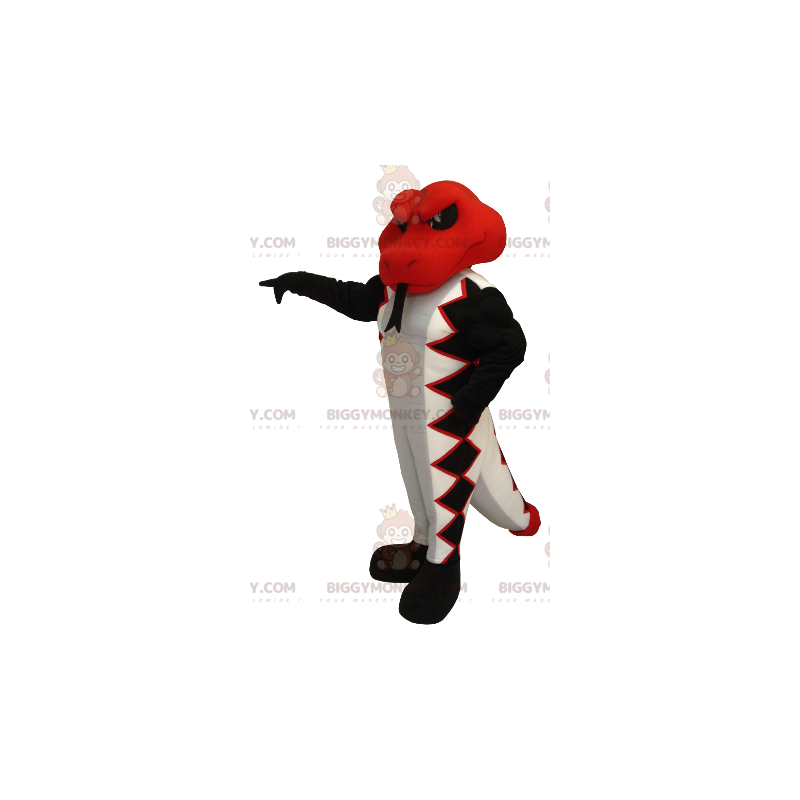 Rød hvid og sort slange BIGGYMONKEY™ maskotkostume -