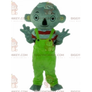BIGGYMONKEY™ Costume da mascotte Koala grigio con tuta verde -