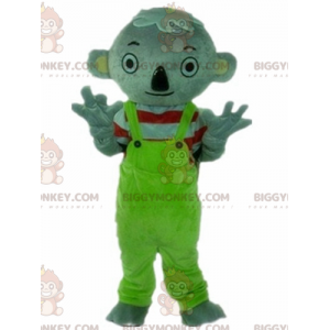 BIGGYMONKEY™ Mascot Costume Gray Koala with Green Overalls –