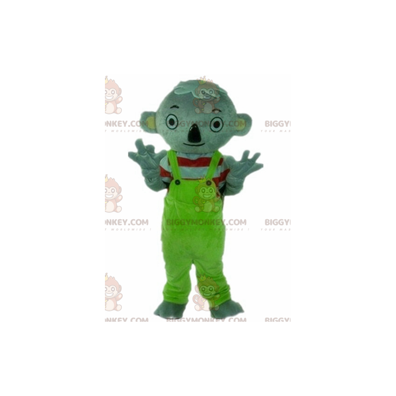 Disfraz de mascota BIGGYMONKEY™ Koala gris con overol verde - Disfraz de mascota BIGGYMONKEY™ Koala gris con overol verde -