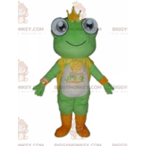 Vihreä valkoinen oranssi sammakko BIGGYMONKEY™ maskottiasu - Sammakon maskotit - BIGGYMONKEY_02966 - BiggyMonkey.com