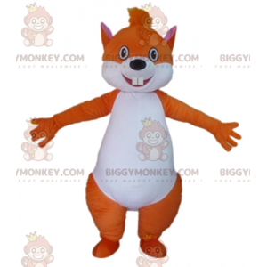Στολή μασκότ BIGGYMONKEY™ με πορτοκαλί και λευκό χοντρό σκίουρο