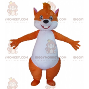Στολή μασκότ BIGGYMONKEY™ με πορτοκαλί και λευκό χοντρό σκίουρο
