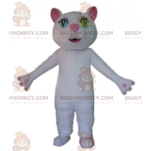 BIGGYMONKEY™ Odd-Eyed hvit og rosa kattmaskotkostyme - Kattemasker - BIGGYMONKEY_02969 - BiggyMonkey.com