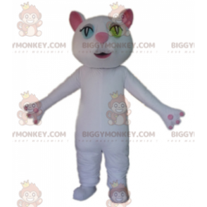  BIGGYMONKEY™ Costume da mascotte gatto bianco e rosa dagli occhi strani - Mascotte di gatti - BiggyMonkey.com