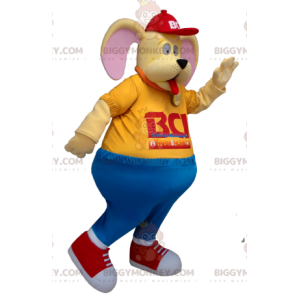 Αστεία στολή μασκότ κίτρινου σκύλου BIGGYMONKEY™ -