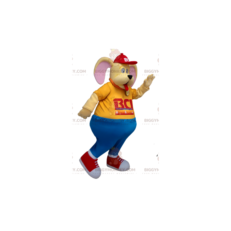 Legrační kostým maskota žlutého psa BIGGYMONKEY™ – Legrační kostým maskota žlutého psa BIGGYMONKEY™ –