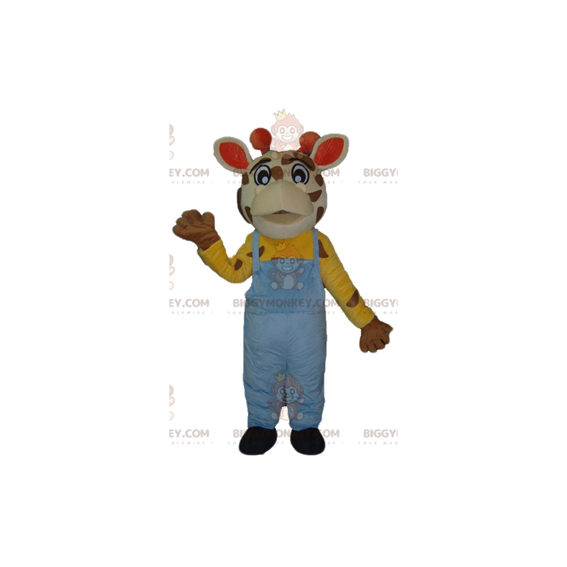 Costume de mascotte BIGGYMONKEY™ de girafe avec une salopette