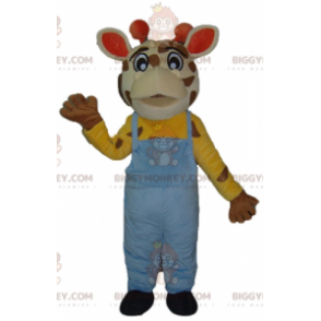 Traje de mascote girafa BIGGYMONKEY™ com macacão azul –