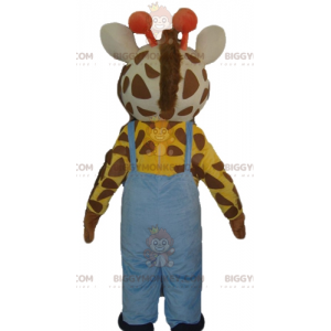 Giraffe BIGGYMONKEY™ Mascot Costume with Blue Overalls -