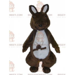 Καφέ και λευκό καγκουρό με στολή μασκότ Baby BIGGYMONKEY™ -